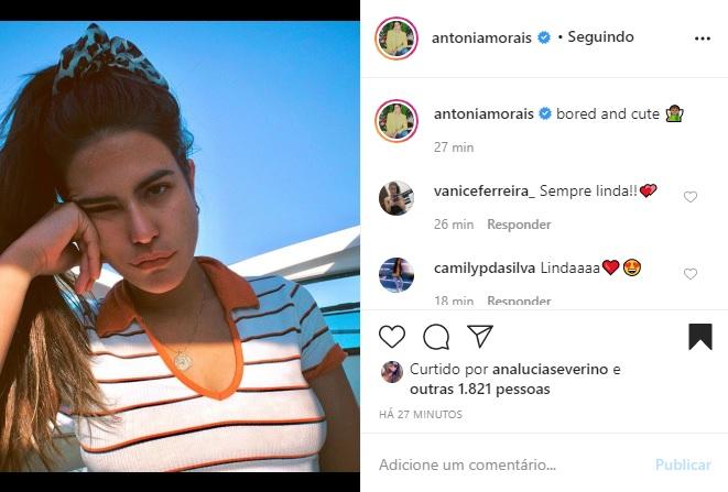 Antonia Morais arranca elogios em foto com cara séria