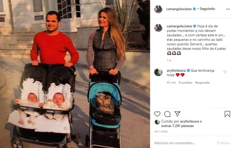 Luciano Camargo e as filhas gêmeas bebês