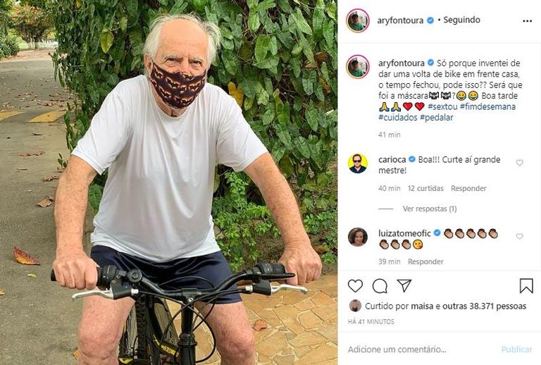 Ary Fontoura lamenta não poder fazer passeio de bicicleta