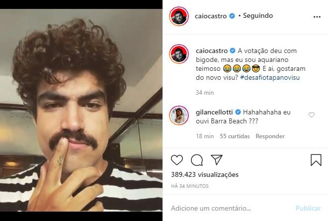 Caio Castro aparece sem barba e bigode e arranca elogios