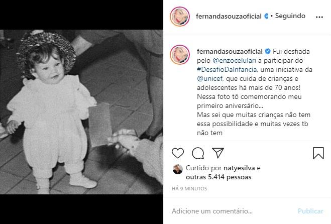 Fernanda Souza encanta ao relembrar seu primeiro aniversário