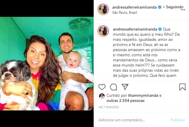Andressa Ferreira faz desabafo no Dia do Orgulho LGBTQI+