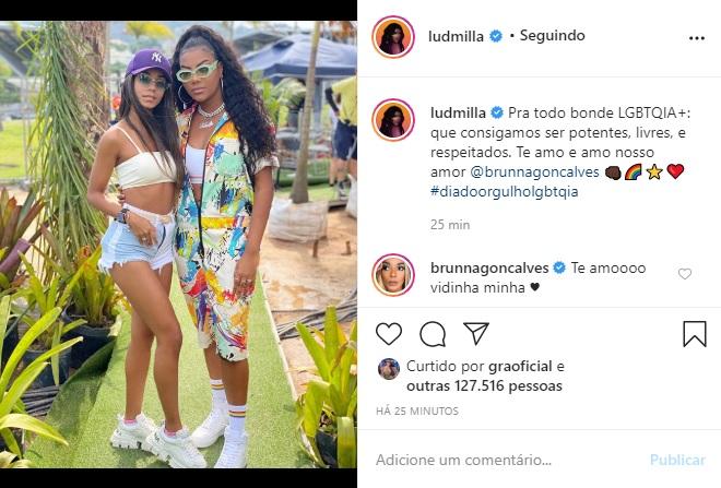 Ludmilla e Brunna Gonçalves trocam declarações nas redes