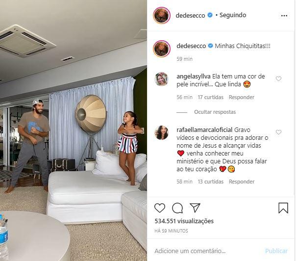 Deborah Secco flagra momento fofo de Hugo Moura com a filha