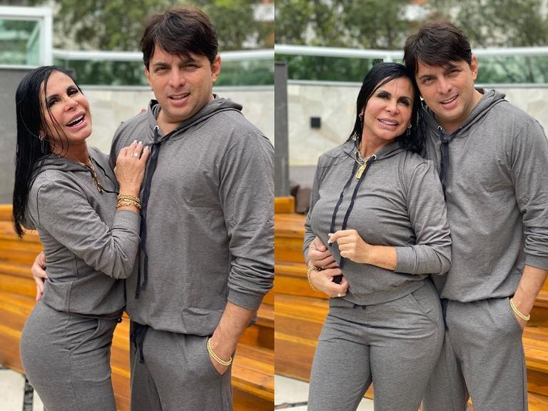 Gretchen e Esdras de Souza combinam looks confortáveis