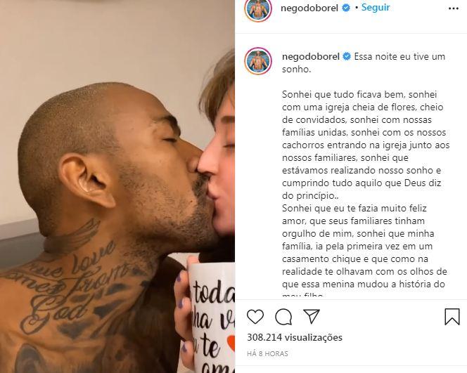 Nego do Borel faz declaração para Duda Reis após pai da atriz criticar o relacionamento do casal