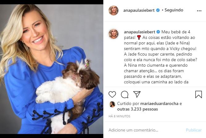 Ana Paula Siebert fala da relação de suas pets com a filha