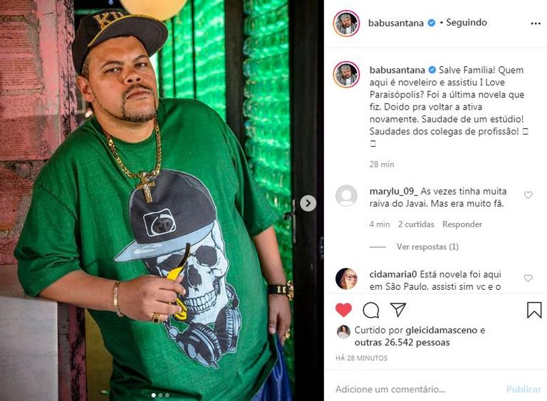 Babu Santana relembra participação em 'I Love Paraisópolis'