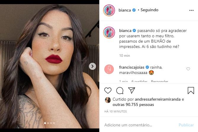 Bianca Andrade arranca elogios em sequência de fotos
