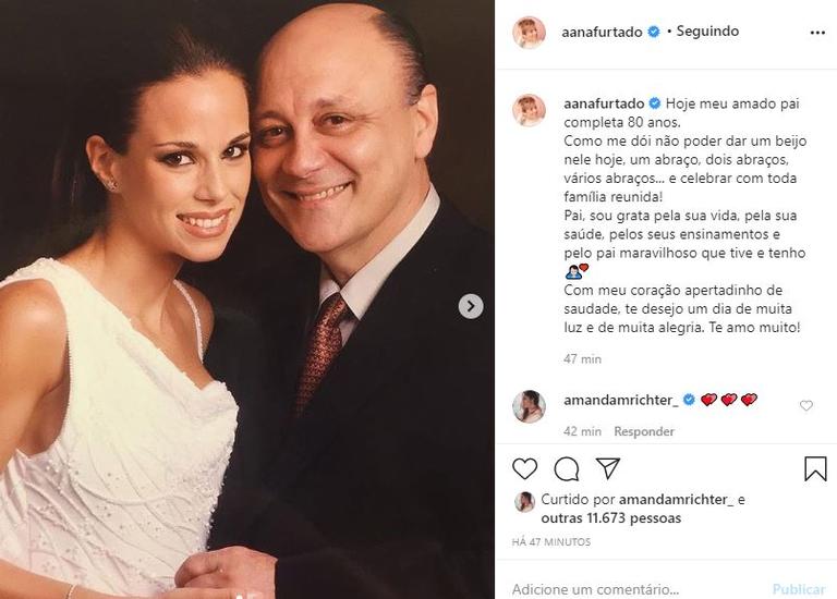 Ana Furtado homenageia o pai no dia do seu aniversário