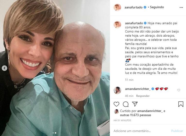 Ana Furtado homenageia o pai no dia do seu aniversário