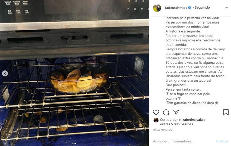 Tadeu Schmidt revela sufoco que passou na cozinha