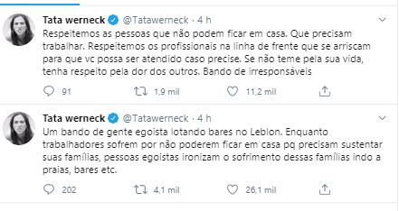 Tatá Werneck critica aglomeração no Rio