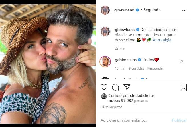 Giovanna Ewbank relembra momento fofo com Bruno Gagliasso
