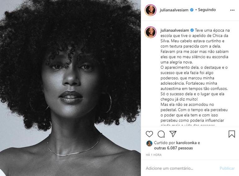 Juliana Alves fala sobre a representatividade de Tais Araújo