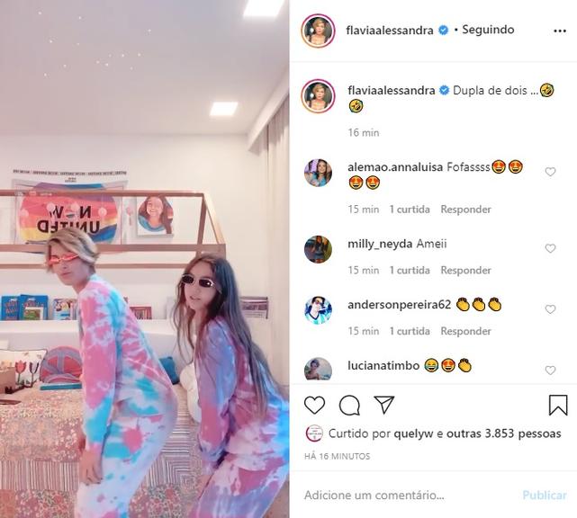 Flávia Alessandra e Olívia surgem com a mesma roupa em vídeo
