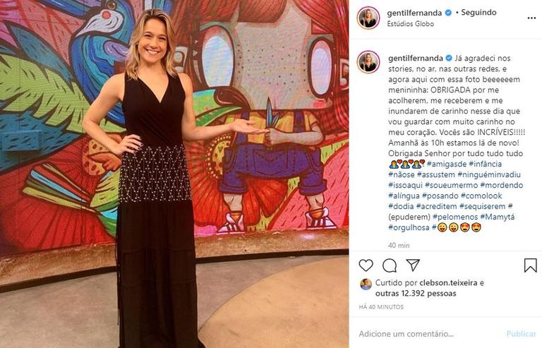 Fernanda Gentil faz agradecimento após estreia no Encontro