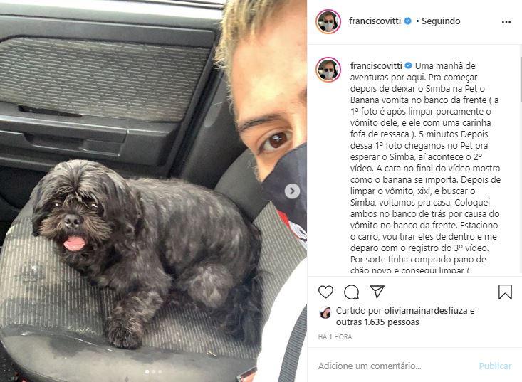 Francisco Vitti passa por perrengue com seus cachorros
