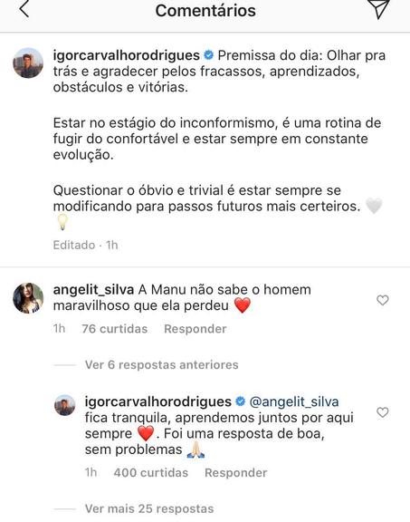 Igor Carvalho fala sobre fim do namoro com Manu Gavassi