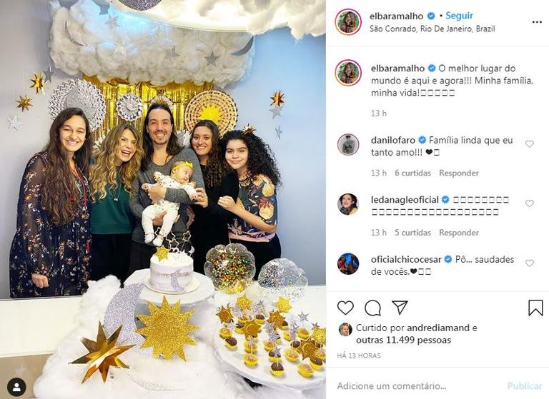 Elba Ramalho celebra três meses da neta