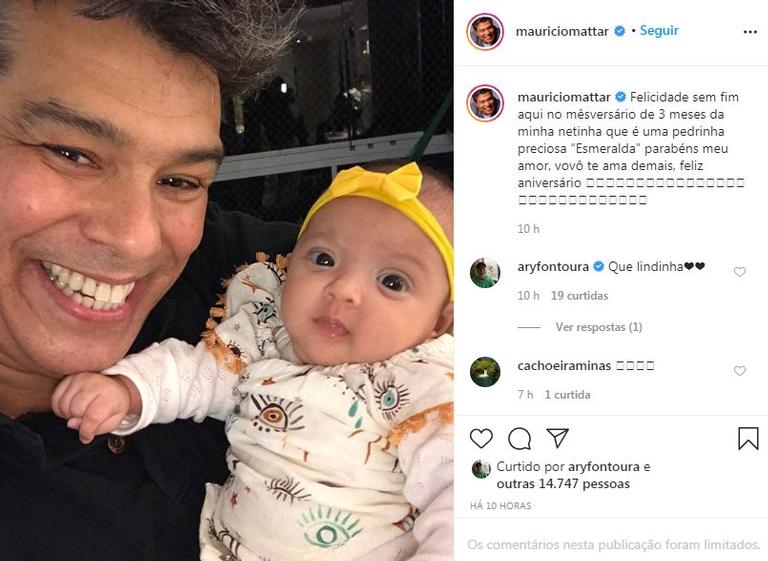 Mauricio Mattar celebra três meses da neta