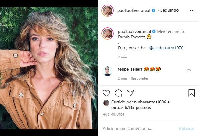Paolla Oliveira publica foto com franjão e arranca elogios
