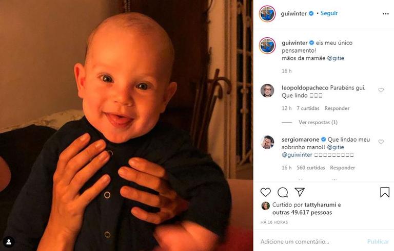 Guilherme Winter encanta a web ao postar foto do filho