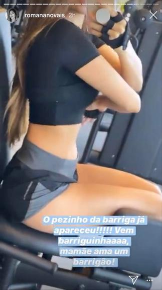 Romana Novais aparece em vídeo mostrando a barriguinha