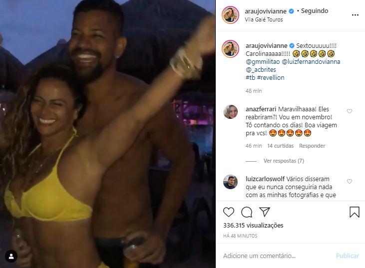 Viviane Araújo relembra vídeo dançando ao lado do namorado