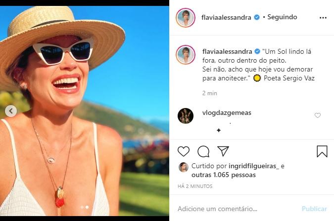 Flávia Alessandra surge sorrindo em fotos e arranca elogios