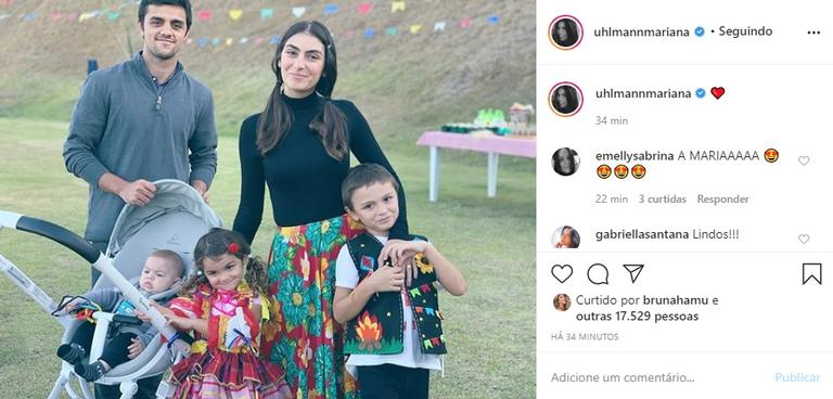 Mariana Uhlmann encanta com clique da família em São João 