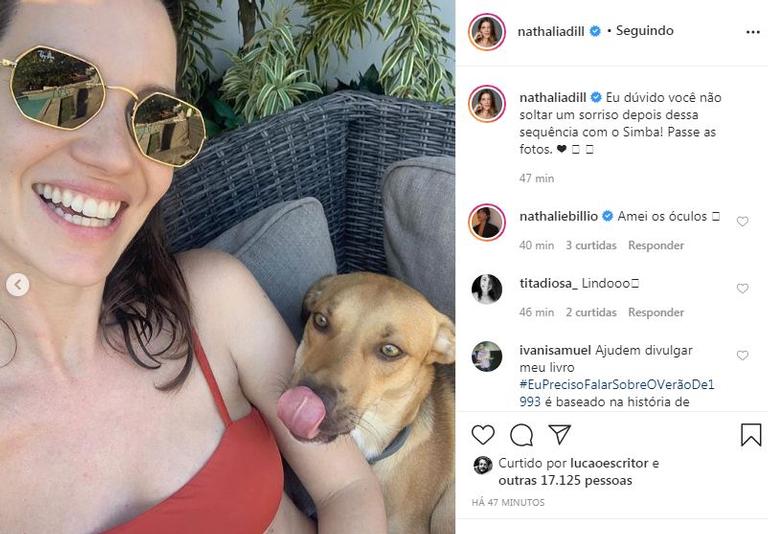Nathalia Dill encanta ao posar com seu cachorrinho