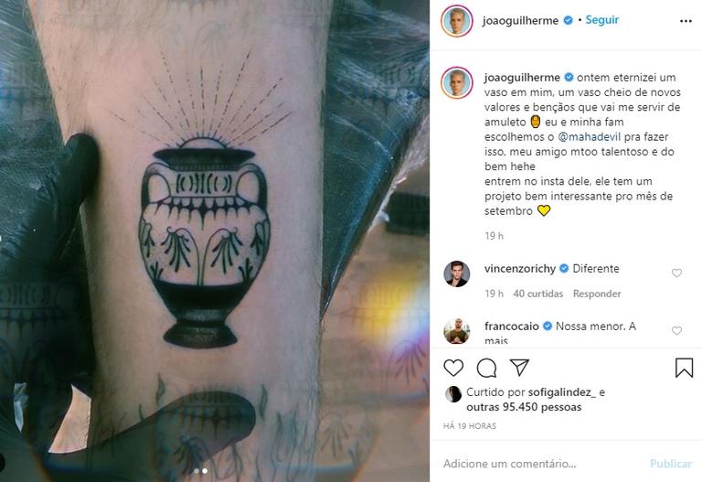 João Guilherme faz nova tatuagem e explica significado