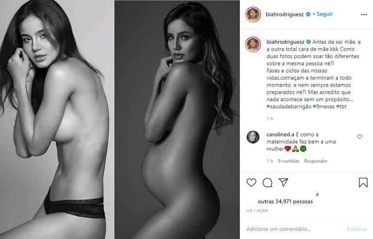 Biah Rodriguez exibe clique de antes e depois da gravidez