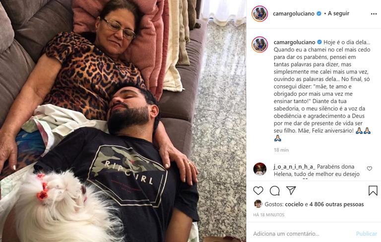 Luciano Camargo comemora aniversário da mãe com declaração