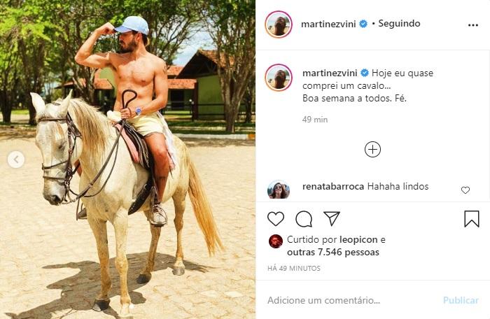 Vinicius Martinez arranca risadas em post com cavalos