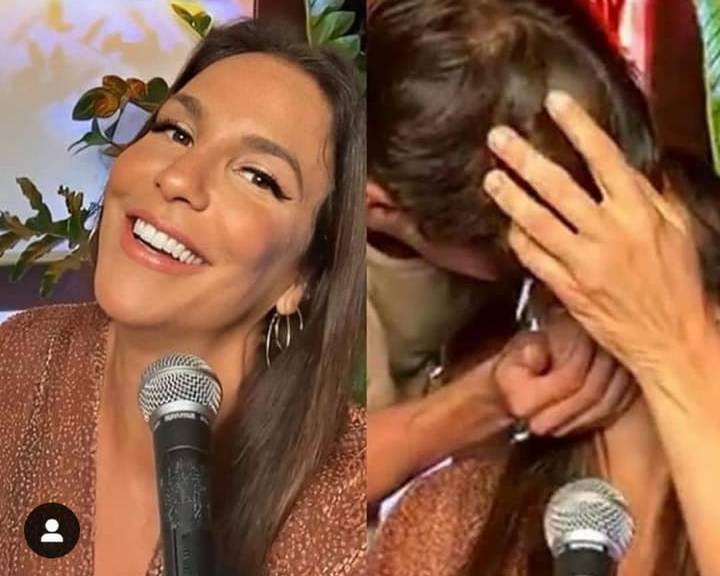 Ivete Sangalo ganha beijo do marido durante live
