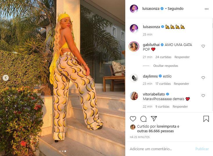Luísa Sonza surge lindíssima com look amarelo e impressiona
