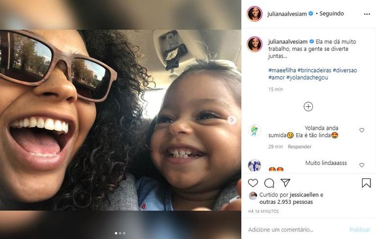 Juliana Alves relembra fotos com a filha, Yolanda, e encanta