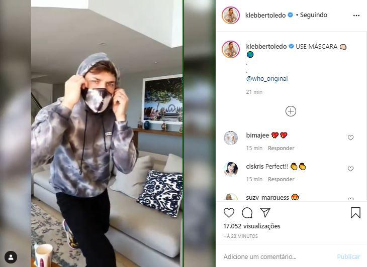 Klebber Toledo faz vídeo divertido para conscientizar seus fãs a usarem máscara 