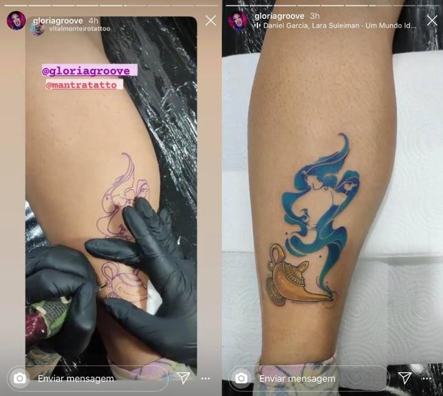 Gloria Groove tatua personagem de Aladdin após dublar o filme