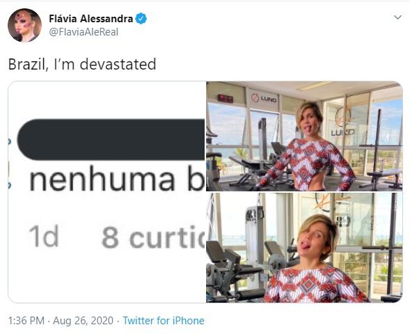 Flávia Alessandra tira sarro de crítica de seguidor sobre seu corpo