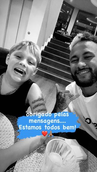 Neymar Jr. informa que ele e o filho, Davi Lucca, estão bem