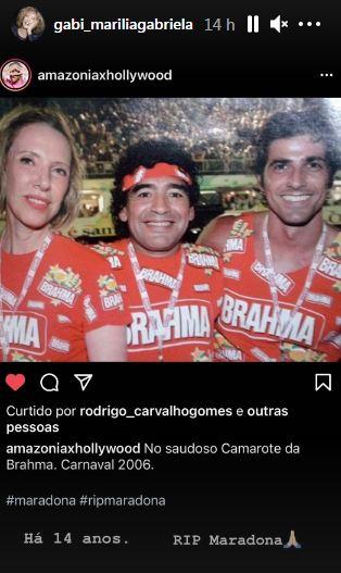 Marília Gabriela publica foto antiga com Reynaldo Gianecchini e Diego Maradona