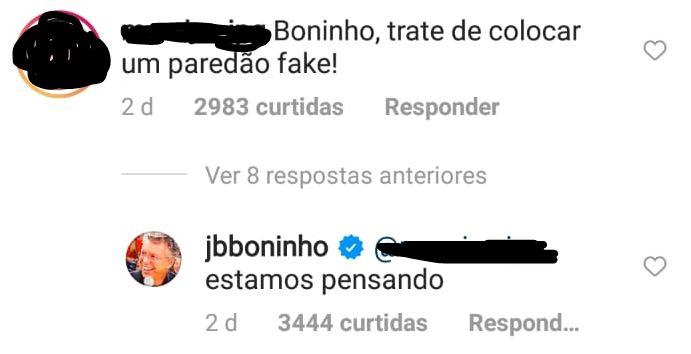 Internauta pede paredão fake no BBB21 e Boninho responde