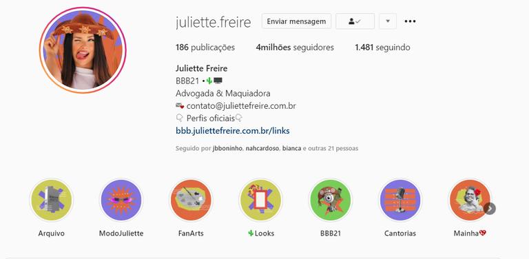 Juliette 4 milhões de seguidores