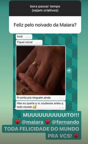 Marília Mendonça mostra mensagem de Maiara após noivado