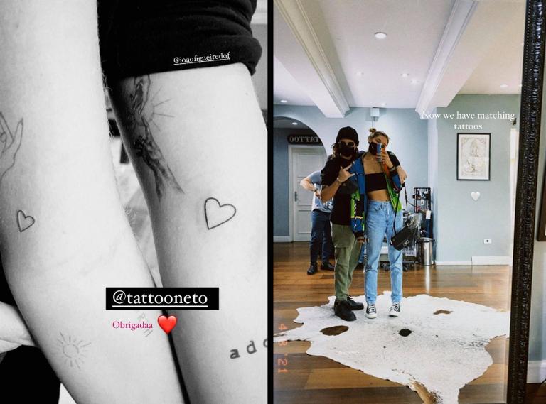 Sasha Meneghel e João Figueiredo fazem tatuagens iguais