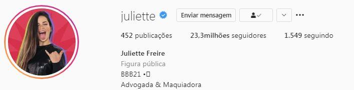 Juliette alcança Grazi Massafera em número de seguidores