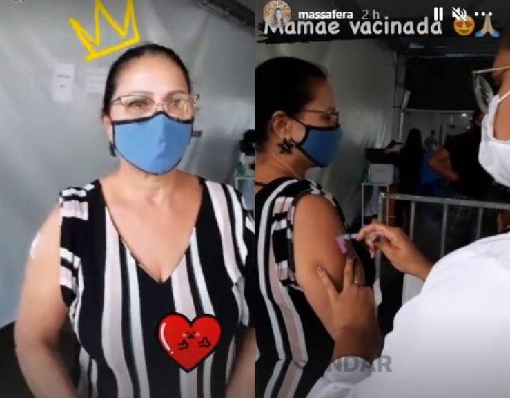 Mãe de Grazi Massafera é vacinada contra a Covid-19 